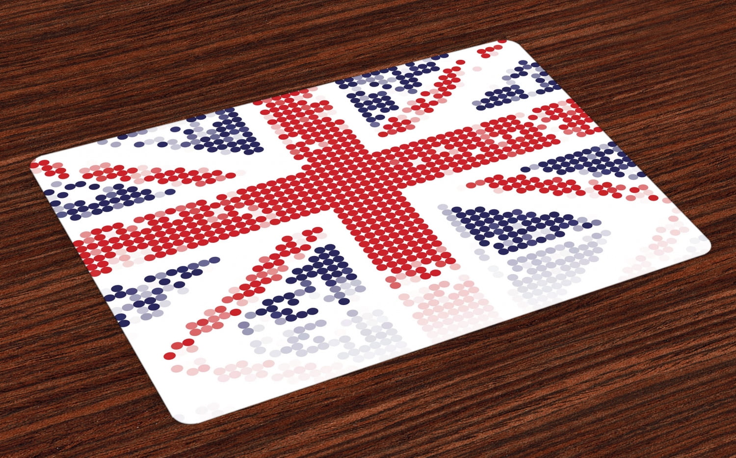British Placemats Set of 4 Grunge United Kingdom Flag with Dot Circle Effects National English