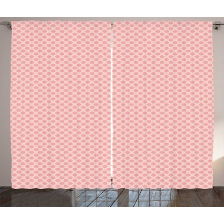 Pink Polka Dots Curtains 2 Panels Set Spots Repeating Cute And