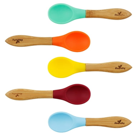 Baby Cie Infant Spoon - Avanchy Bamboo & Silicone Baby Spoon - Assorted Blue