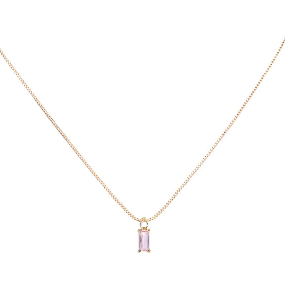 Uxcell Birthstone Necklace for Women, Teardrop Cubic Zirconia Pendant Necklace, Light Pink