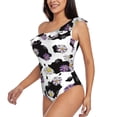 thumbnail image 3 of Yiaed Daisies Flowers Print Women One Piece Swimsuits Tummy Control One Shoulder Bathing Suits Pattern Ruffle Swimwear-XX-Large, 3 of 8