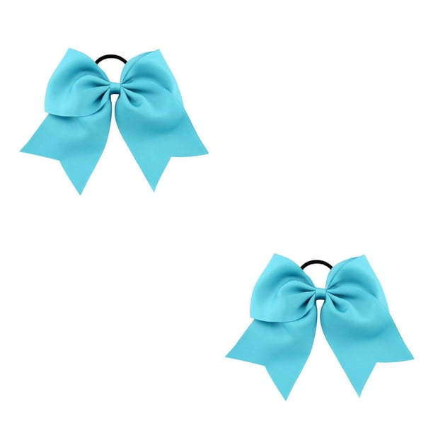 Qarigey Banda para el cabello grande Bowknot Goma elástica Soporte de cola de caballo ajustable Cabellos Cuerda Scrunchies para mujeres Multi Cielo azul 2Conjunto