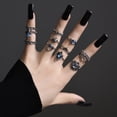thumbnail image 3 of Juego de 13 anillos retro tallados en plata para mujer y niña, anillos apilables vintage boho, aleación con pedrería, anillos con diseño geométrico retro, 3 of 4
