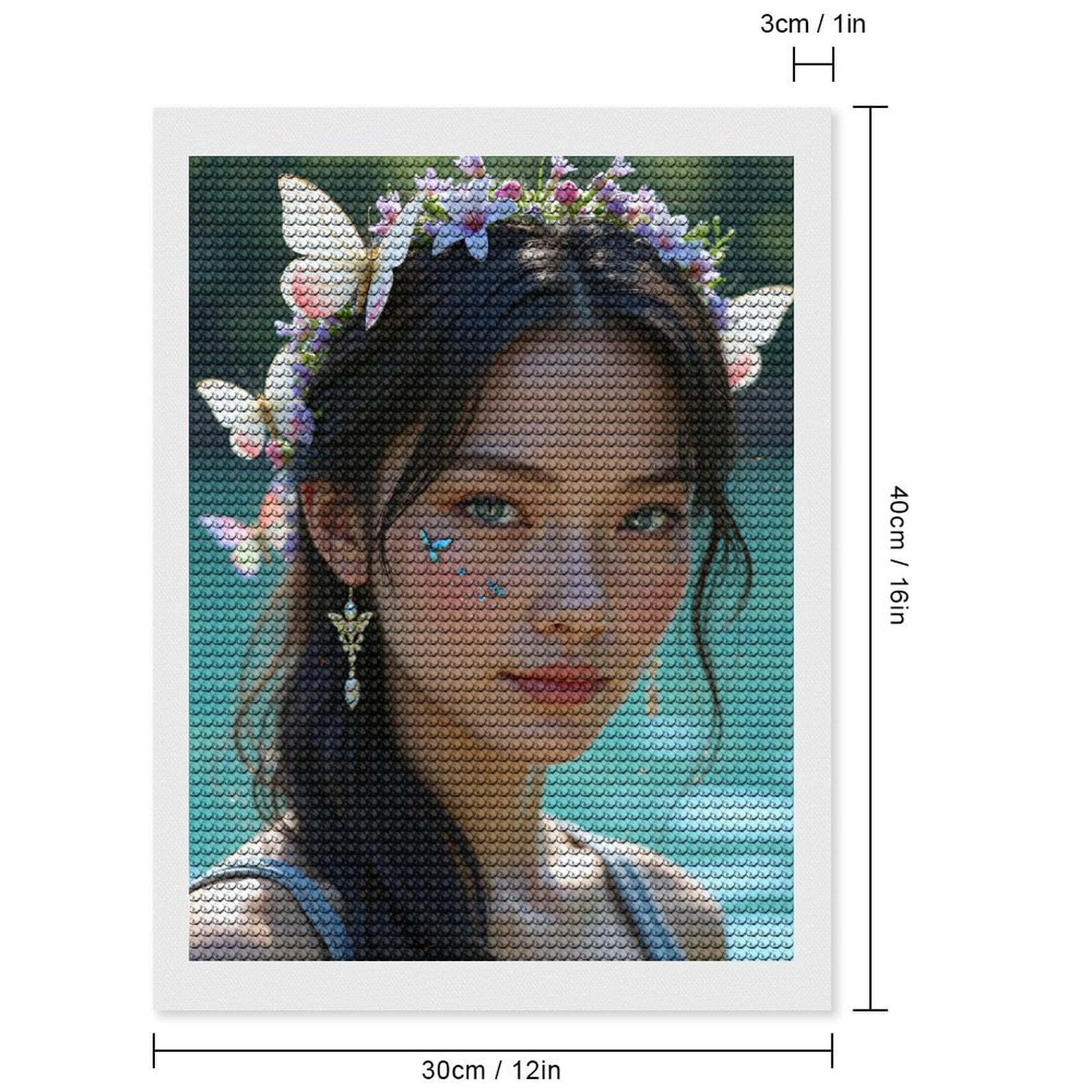 Diamond Art Kits for Adults, Butterfly Floral Face Art Portrait 5D Diamond Painting Kits for Adults Beginners, DIY Full Drill Diamond Painting, Gem Art and Crafts 12x16