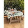 thumbnail image 3 of Outdoor Tablecloth with Umbrella Hole for Patio/Picnic/Party/Camping, Animals Eucalyptus Leaves Waterproof Table Cloth Rectangle Table Cover Washable, Green Summer Botanical Elk Bear (60"x 102"), 3 of 8