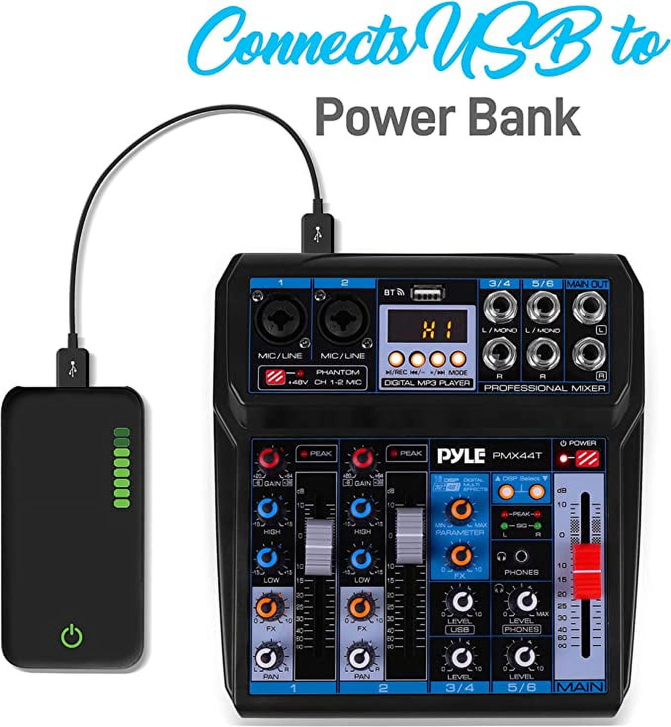 Pyle Professional Wireless DJ Audio Mixer 6-Channel Bluetooth Compatible DJ Controller Sound Mixer