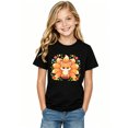 thumbnail image 2 of Girls Graphic Tees Cute Fox Magical Floral Short Sleeve Kids T-Shirt, 100% Cotton Soft Casual Tops for Children, 2 of 5
