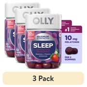 (3 pack) OLLY Max Sleep Gummies for Adults, 10 mg Melatonin - 50 Count, Strawberry Sunset Flavor