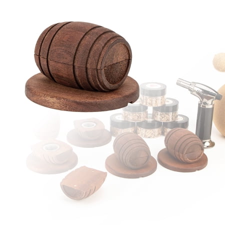 Whiskey Smoker Kit with Torch Wine Barrel Cocktail Smoker Set Bar Seasoning Tool for Drinks & Food Unique Gift for Men