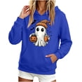thumbnail image 2 of Hoodie for Women Halloween Ghost Graphic Pullover Hooded Sweatshirts Fall Casual Long Sleeve Soft Fleece Hoody Jackets with Kangaroo Pocket Ladies' Halloween Party Costumes, 2 of 5