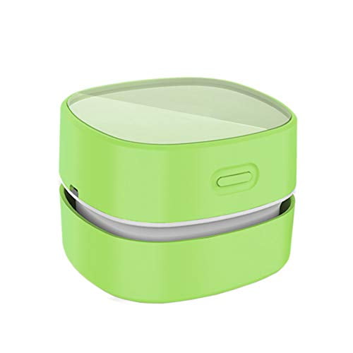 ODISTAR Desktop Vacuum cleaner,Mini table dust sweeper Energy Saving with auto power-off function,High endurance up to 400 mins,Cordless&360º Rotatable Design for Keyboard/Home/Office (Green charging)