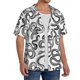 thumbnail image 2 of Balery Hand Drawn Snake Camisa Casual de Manga Corta con Botones para Hombre, Texturizada, Estilo Cubano, para Playa, Verano-X-Large, 2 of 5