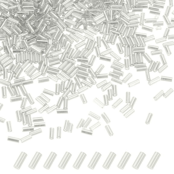 Uxcell 1800-Pack Bugle Beads, 2x4mm Embroidery Craft Glass Bugle Tube Seed Beads for DIY Craft/Bracelet/Necklaces Silver