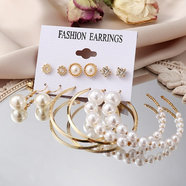 Fiudx Juego de Aretes Acrílicos, Elegante Joya con Borlas de Perla, Diseño Geométrico Único de Metal, Perfecto para Bodas, Fiestas y Eventos, Elegante Opción de Regalo, Accesorio de Moda para Mujer.