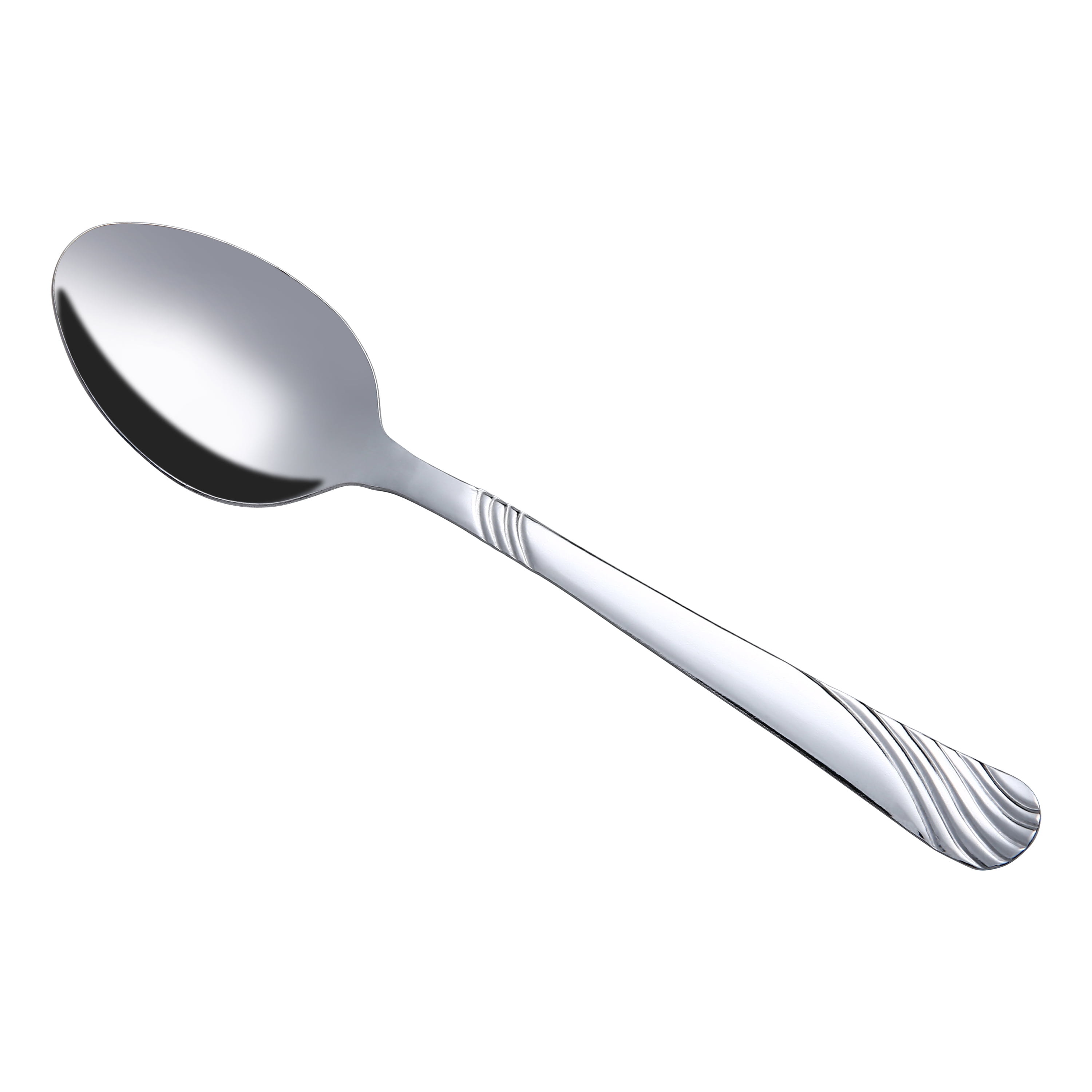 Mainstays Swirl Stainless Steel Adult Dinner Spoon, 4-Piece Set, Silver