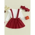 thumbnail image 5 of Autumn Infant Baby Girls Christmas Outfits 3M 6M 12M 18M Long Sleeve Romper + Deer Suspender Skirt + Headband Set Fall Clothes, 5 of 9