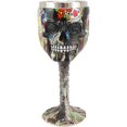 thumbnail image 5 of Ebros Black Floral Sugar Skull Wine Goblet Chalice Beverage Drinkware 7.25"H, 5 of 8
