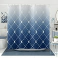 thumbnail image 2 of Navy Ombre Shower Curtain, Modern Geometric Pattern Modern Luxury Bathroom Curtain Bathtub Decor Waterproof Fabric Machine Washable with 12 Hooks, 2 of 6