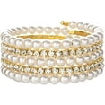 thumbnail image 1 of Women's Freshwater Pearl Bracelet Rhinestone Bangle Bracletes Sparkling Stackable Crystal Bracelets, 1 of 5