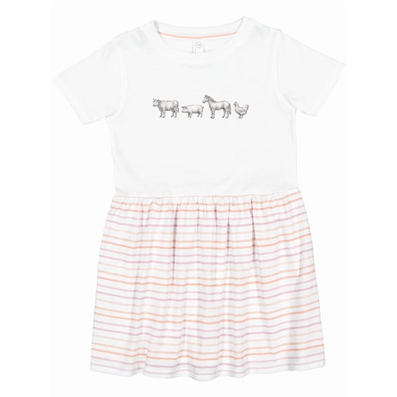 Inktastic Farm Animal Illustration Art Cow Pig Horse Chicken Girls Toddler Dress