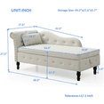 thumbnail image 2 of Aijia 60" Velvet Multifunctional Storage Chaise Lounge Buttons Tufted Nailhead Trimmed Solid Wood Legs with 1 Pillow (Beige), 2 of 6