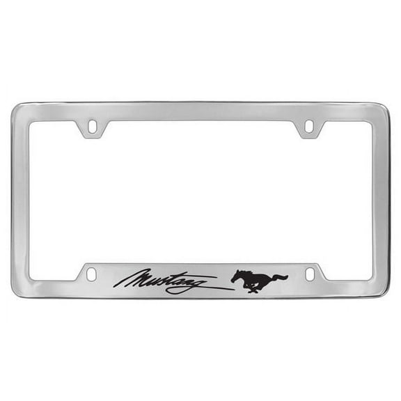Ford Mustang Chrome Plated Metal Bottom Engraved License Plate Frame Holder