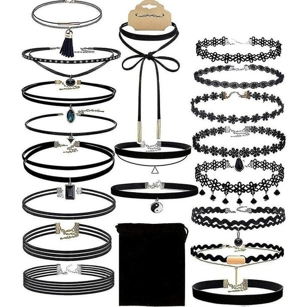 20 Pcs Black Choker Set Classic Choker Necklace Layered Black Chokers Necklaces Gift For Womens Walmart