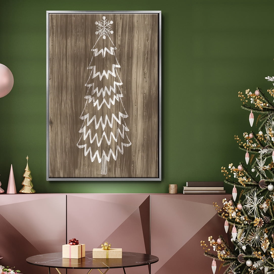 Barnwood Wonderland VIII - Framed Gallery Wrapped Holiday Canvas - 17 x 25 - Silver Frame