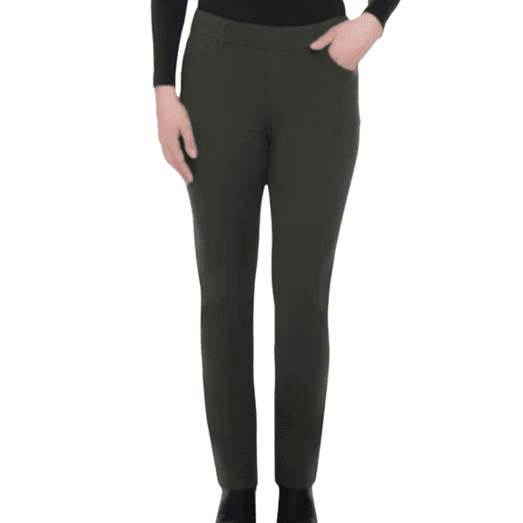 S.C. & CO. Women’s Pull-On Slim Leg Pants with 5 Pockets, Green, XL