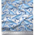 thumbnail image 1 of Soimoi Gray Rayon Fabric Whale Ocean Print Fabric by the Yard 56 Inch Wide, 1 of 3