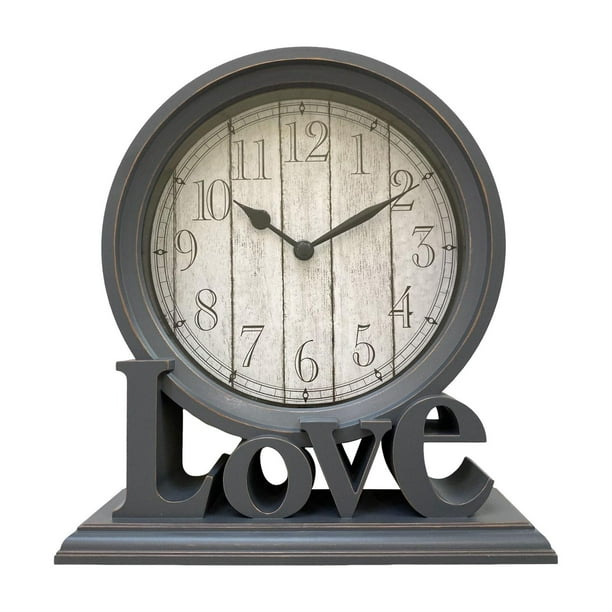 Reloj de escritorio de estilo vintage, relojes de repisa, relojes de mesa decorativos, relojes de repisa silenciosos. Gris