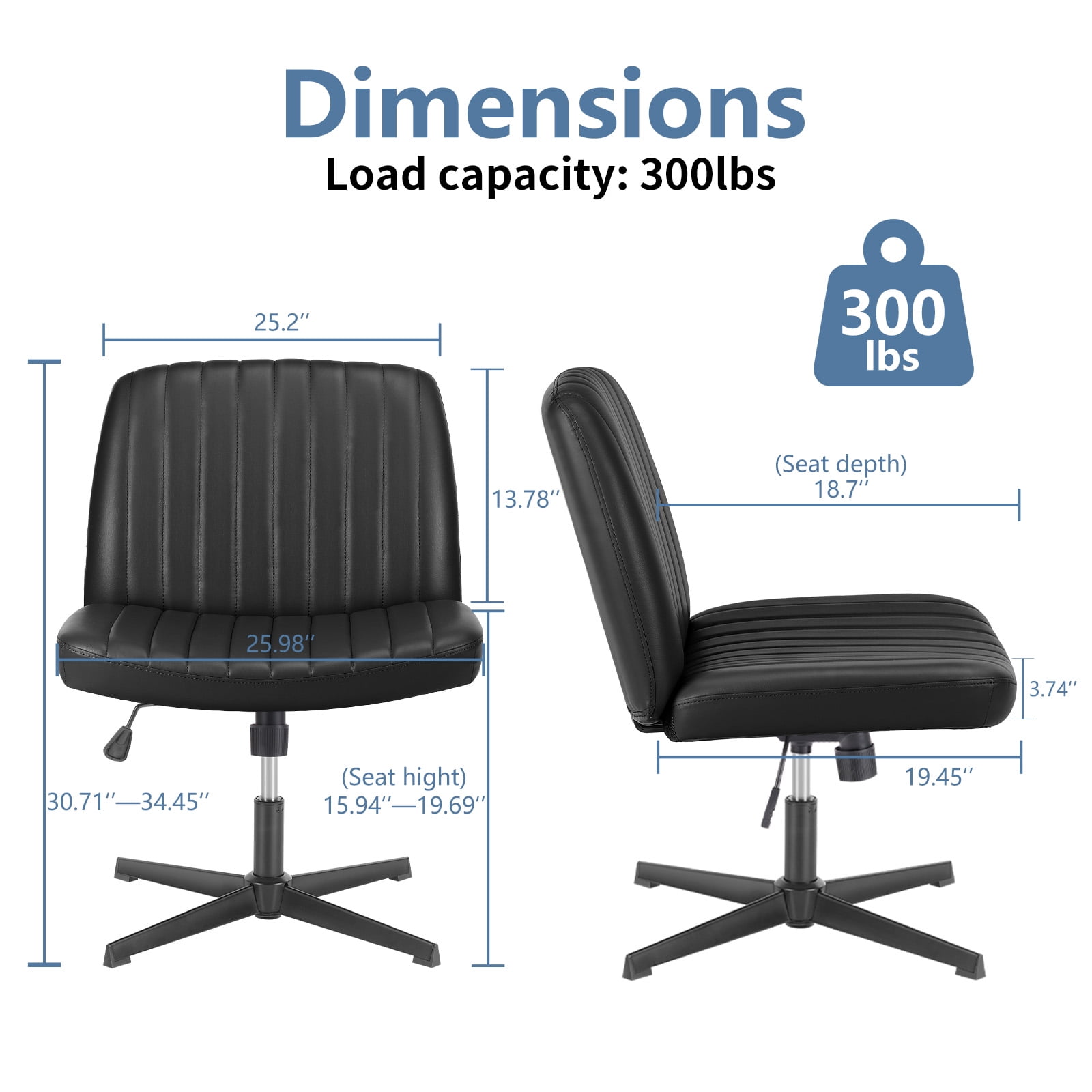Cross-Legged Armless Swivel Chair without Wheels for Home Office