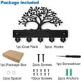thumbnail image 3 of Tree of Life Coat Rack Wall Mount 11.8×7.9inch Lush Tree Key Holder for Wall Decorative Wood Black Key Rack Hanger 5 Alloy Hooks for Wall Art Decor Entryway Front Door Gift, 3 of 9