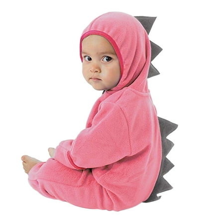 

Infant Boys Girls Long Sleeve Cartoon Dinosaur Hooded Romper Newborn Fleece Jumpsuit