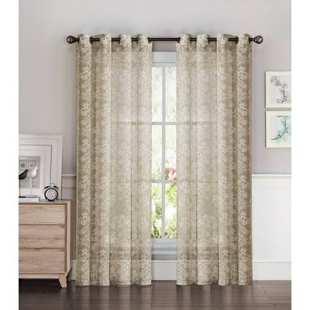 sheer curtain semi panel taupe grommet linen wide botanica faux extra curtains elements window