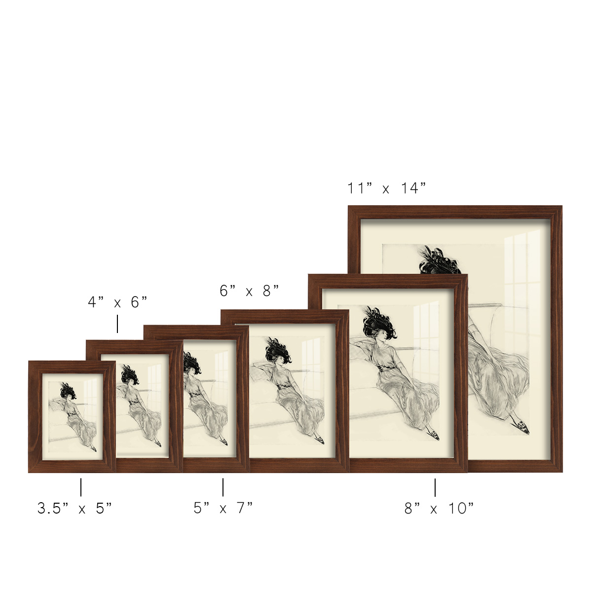 Feather Hat I -Framed Print w/glass-Chestnut