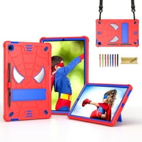 Dteck for Samsung Galaxy Tab S6 Lite Case 2022/2020 Model SM-P610/P613/P615/P619 with Pencil Holder, Heavy Duty Hybrid Shockproof Rugged Kids Case with Kickstand Crossbody Shoulder Strap,Red Blue