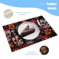 thumbnail image 3 of BaHomeck placemats Set of 4 rectangle Linen Cotton Placemats for Dining Table Washable Heat Resistant,18*12inch,Mexican Skulls With Floral Designs On Black Background, 3 of 4