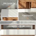 thumbnail image 7 of Demi Bonn TV Stand, Media Console with 2 Pull-Out Drawers and Open Compartment for TVs up to 50 Inch, Media Entertainment Center with Storage, for Living Room, Bedroom, White & Oak, 7 of 7