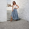 thumbnail image 4 of LWavelet Women Floral Print Tiered Maxi Skirt Elastic Drawstring Waist Boho Long Skirt Blue XL, 4 of 5