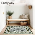 thumbnail image 3 of ODIKA 5'x7' Machine Washable Non-Slip Area Rug, Holiday Pinecone Interlocking Tapestry with Festive Flourish Motif High Traffic Rug with Pad, Green, 647857, 3 of 8