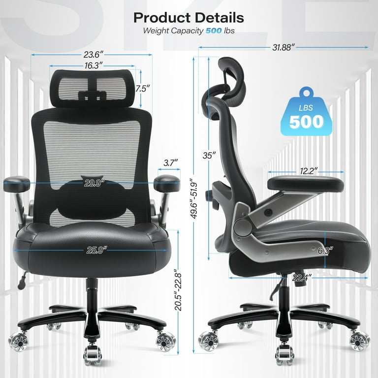 WOSDOM Ergonomic Office Chair, Heavy-Duty, Flip-Up Arms