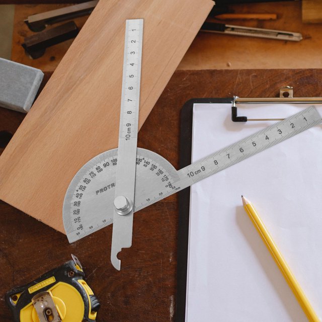 ELAYARD Protractor Metálico Para Medir Ángulos En Trabajos De Carpintería Y Dibujo Color Plateado