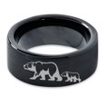 thumbnail image 2 of Tungsten Adult Bear Cub Following Walking Band Ring 9mm Men Women Comfort Fit Black Flat Cut Brushed Polished, 2 of 4
