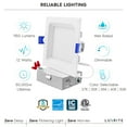 thumbnail image 7 of Luxrite 4 Inch Square LED Recessed Lighting, 12W, 5CCT Color Selectable 2700K-5000K, 950 Lumens, Baffle Trim 4 Pack, 7 of 7