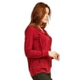 thumbnail image 2 of 247 Frenzy Women's Active Essentials Sofra Cottonbell Lightweight Full Zip Drawstring Cotton Hoodie with Front Pouch Pockets - Red, 2 of 4