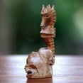 thumbnail image 4 of NOVICA Artisan Handcarved Wood Figurine Seahorse from Bali Brown Indonesia Sculpture Beach Cottage Lifeseahorse [6in H x 2.4in W x 2.4in D] ' Seahorse', 4 of 7