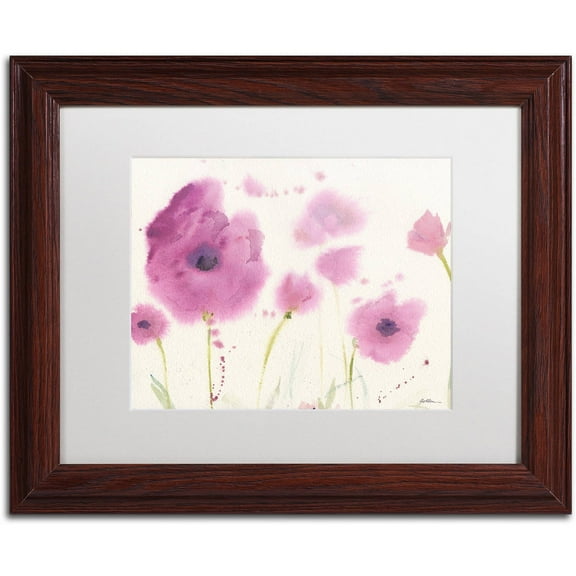 Trademark Fine Art "Purple Poppies" Canvas Art by Sheila Golden, White Matte, Wood Frame