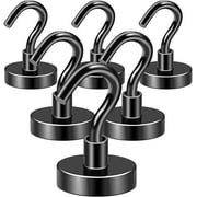 DIYMAG Black Magnetic Hooks, 80 LB Heavy Duty Strong Magnet with Hooks, Strong Rare Earth Neodymium Magnet Hooks for Hanging, Magnetic Hanger for Curtain, Home, Kitchen, Workplace, 6 Packs