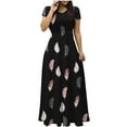 thumbnail image 1 of Vestido de Manga Corta para Mujeres Sexy Impreso Cuello en V Vestido Largo Delgado, Moda de las Señoras para la Primavera Y el Verano, 1 of 5